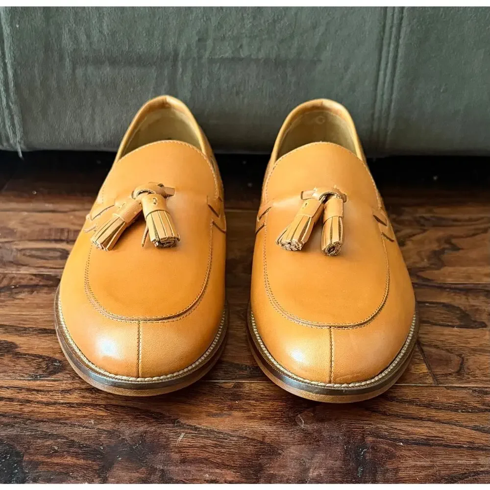 $950 NIB Nettleton Whiskey Leather Timeless Tassel Shoes Slip Ons Loafers 10